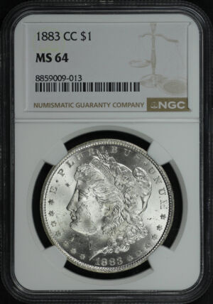 Obverse of this 1883-CC Morgan Dollar NGC MS-64