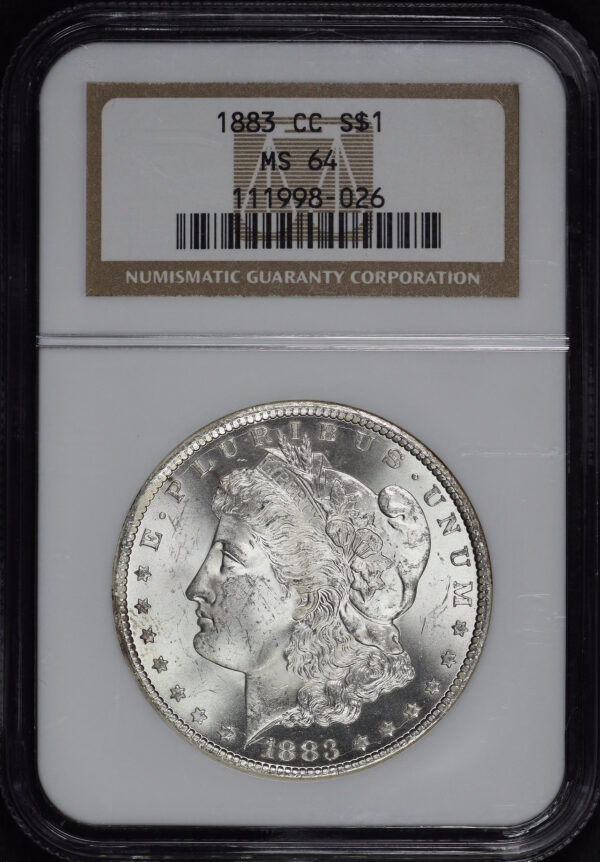 Obverse of this 1883-CC Morgan Dollar NGC MS-64