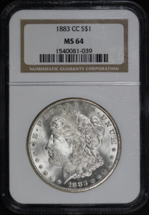 Obverse of this 1883-CC Morgan Dollar NGC MS-64