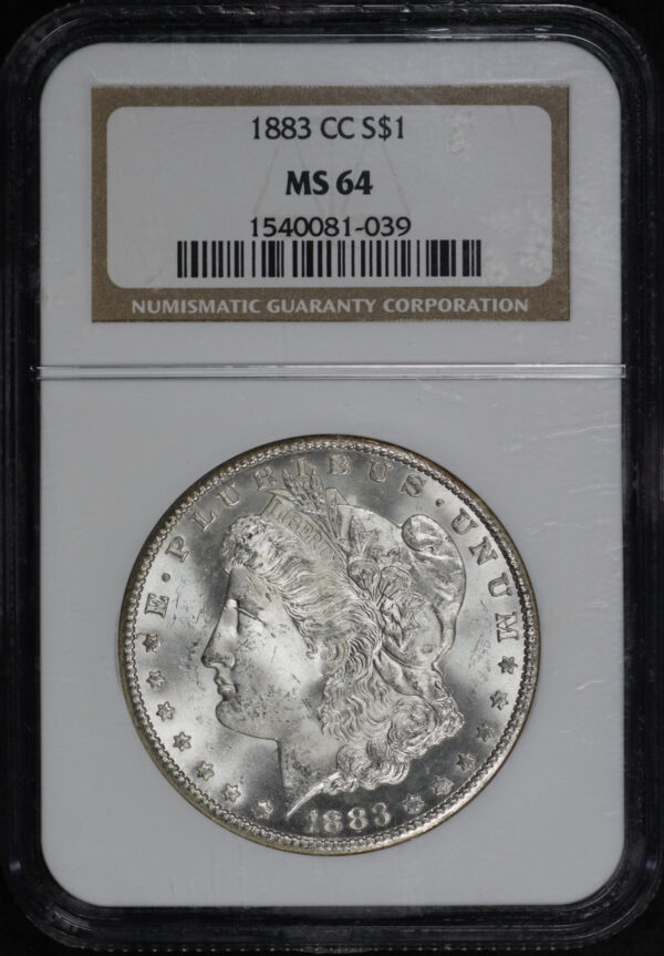 Obverse of this 1883-CC Morgan Dollar NGC MS-64