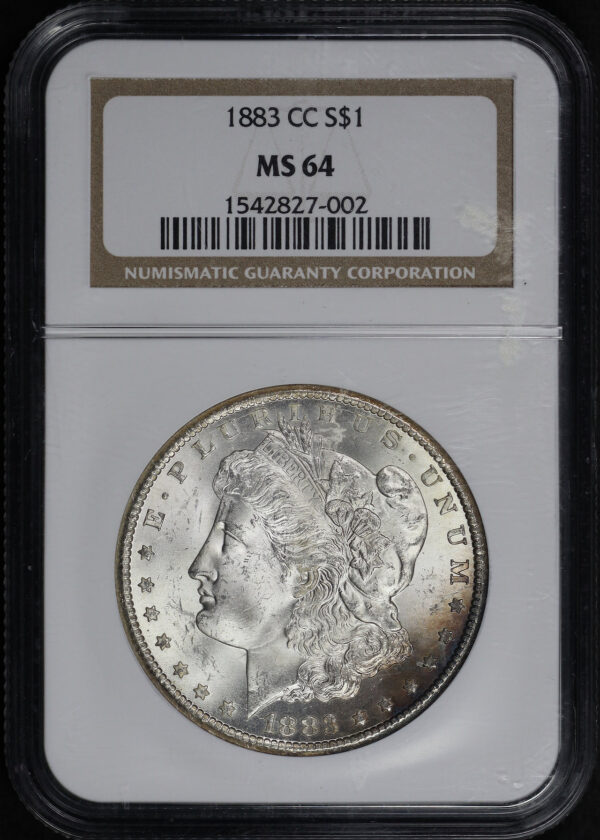 Obverse of this 1883-CC Morgan Dollar NGC MS-64