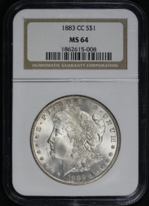 Obverse of this 1883-CC Morgan Dollar NGC MS-64