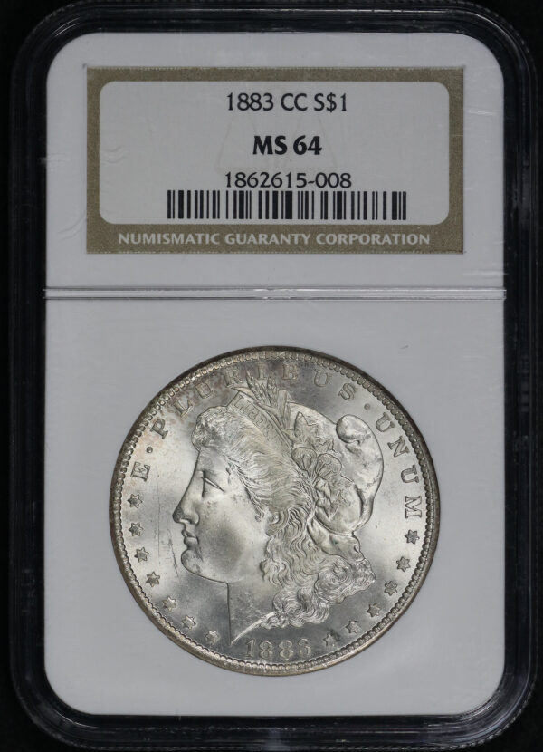 Obverse of this 1883-CC Morgan Dollar NGC MS-64