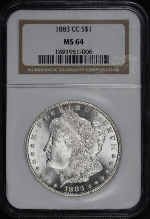 Obverse of this 1883-CC Morgan Dollar NGC MS-64