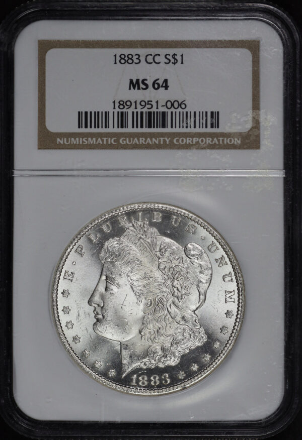 Obverse of this 1883-CC Morgan Dollar NGC MS-64