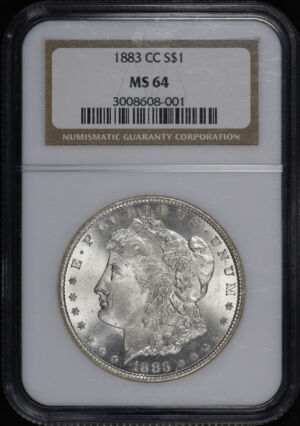 Obverse of this 1883-CC Morgan Dollar NGC MS-64