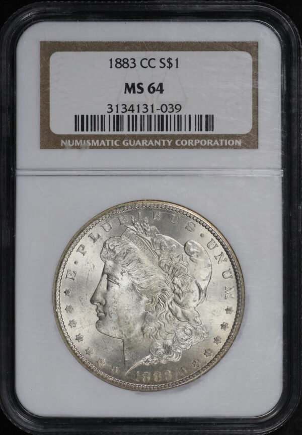 Obverse of this 1883-CC Morgan Dollar NGC MS-64