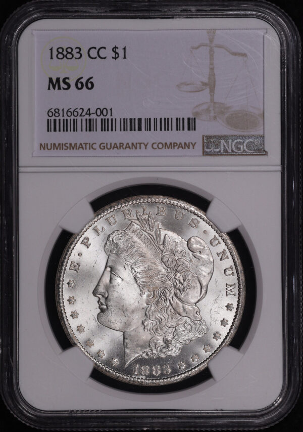 Obverse of this 1883-CC Morgan Dollar NGC MS-66