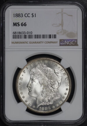 Obverse of this 1883-CC Morgan Dollar NGC MS-66