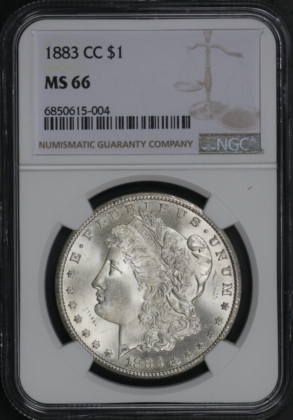 Obverse of this 1883-CC Morgan Dollar NGC MS-66