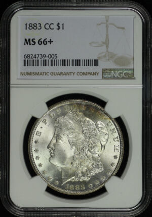 Obverse of this 1883-CC Morgan Dollar NGC MS-66+
