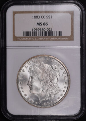 Obverse of this 1883-CC Morgan Dollar NGC MS-66