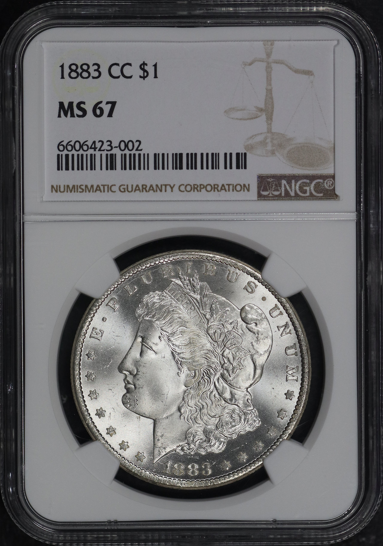 Obverse of this 1883-CC Morgan Dollar NGC MS-67