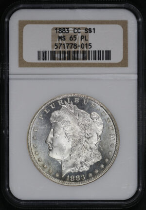 Obverse of this 1883-CC Morgan Dollar NGC MS-65 PL