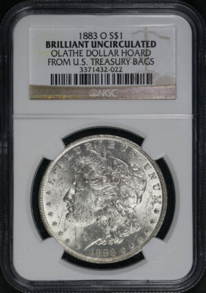 Obverse of this 1883-O Morgan Dollar NGC UNC-Olathe Dollar Hoard From U.S. Treasury Bags