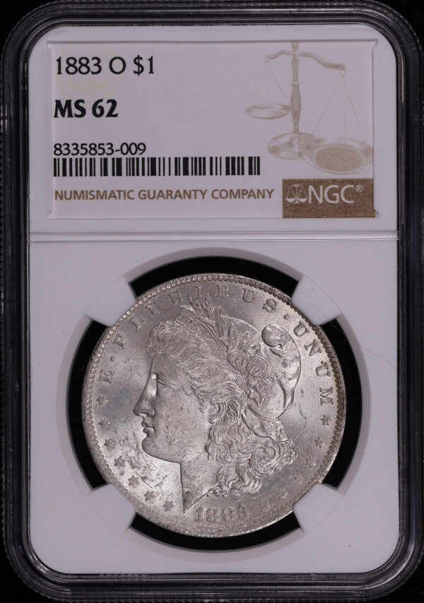 Obverse of this 1883-O Morgan Dollar NGC MS-62 – Rainbow Reverse Monster Toning