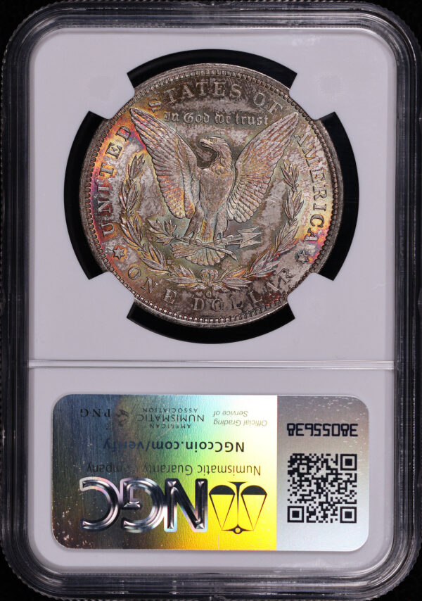 Reverse of this 1883-O Morgan Dollar NGC MS-63 – Pastel Reverse Toning