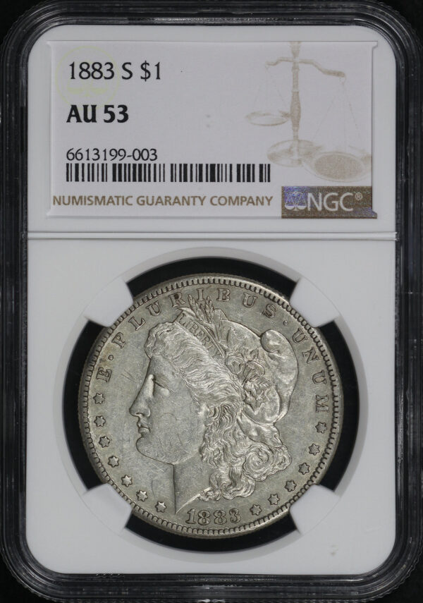 Obverse of this 1883-S Morgan Dollar NGC AU-53