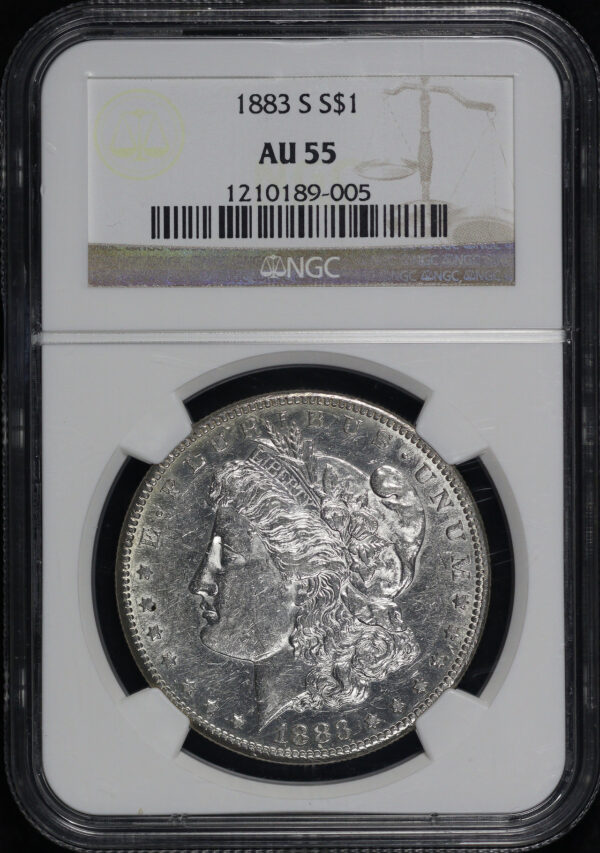 Obverse of this 1883-S Morgan Dollar NGC AU-55