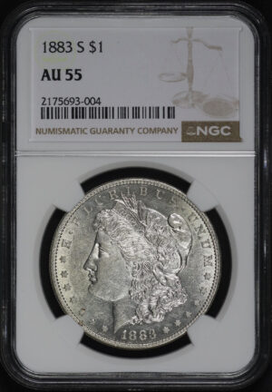 Obverse of this 1883-S Morgan Dollar NGC AU-55