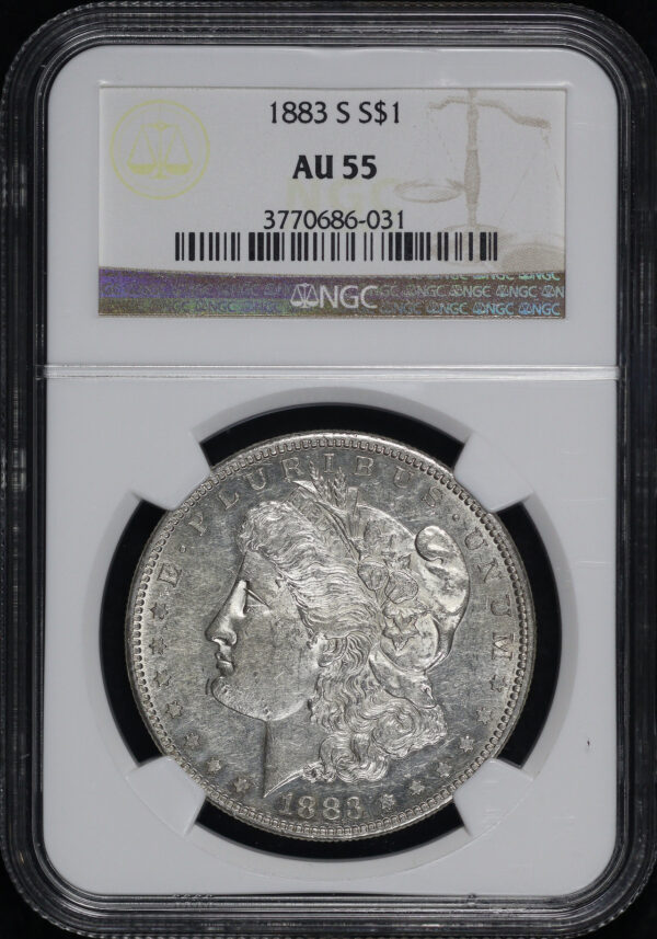 Obverse of this 1883-S Morgan Dollar NGC AU-55