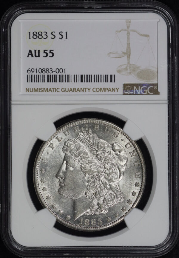 Obverse of this 1883-S Morgan Dollar NGC AU-55