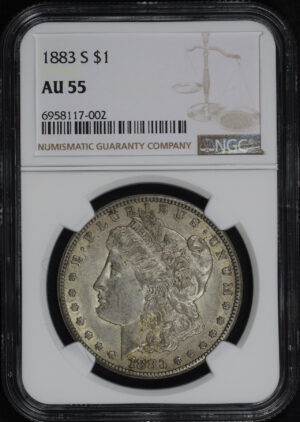 Obverse of this 1883-S Morgan Dollar NGC AU-55