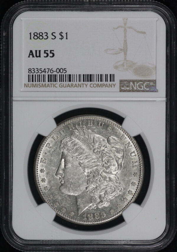 Obverse of this 1883-S Morgan Dollar NGC AU-55