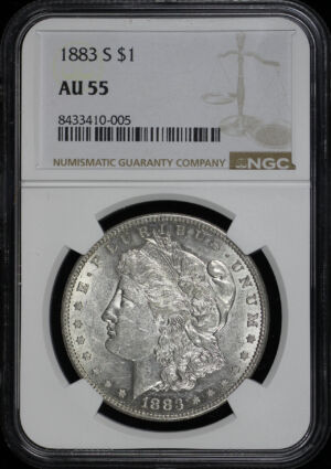 Obverse of this 1883-S Morgan Dollar NGC AU-55