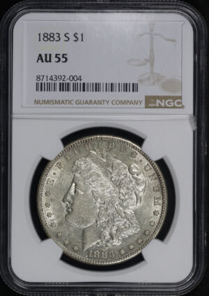 Obverse of this 1883-S Morgan Dollar NGC AU-55
