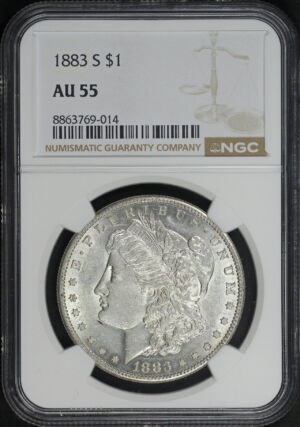Obverse of this 1883-S Morgan Dollar NGC AU-55