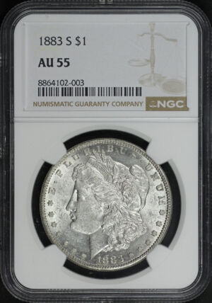 Obverse of this 1883-S Morgan Dollar NGC AU-55