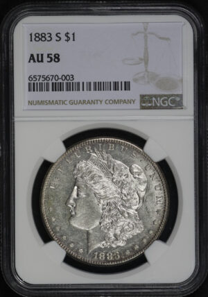 Obverse of this 1883-S Morgan Dollar NGC AU-58