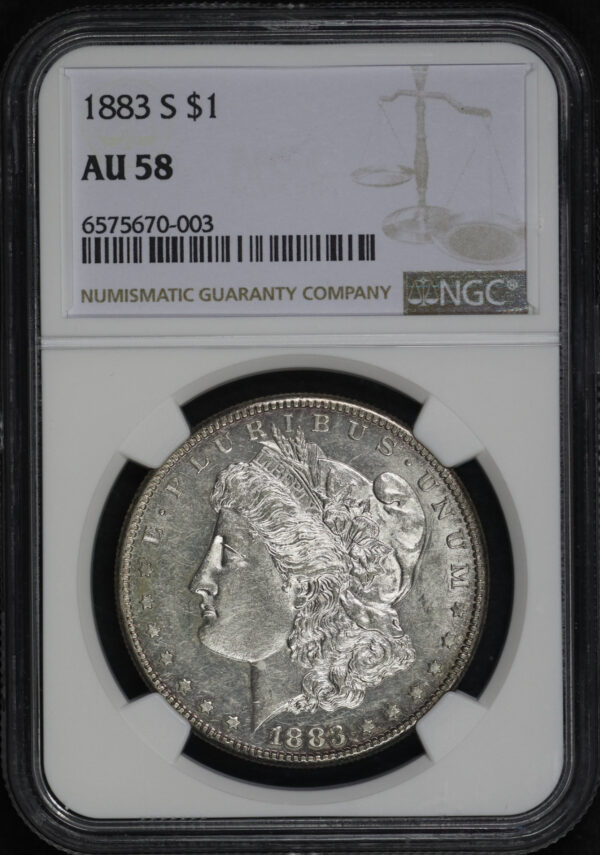 Obverse of this 1883-S Morgan Dollar NGC AU-58