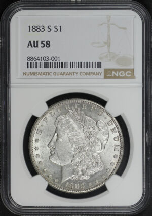 Obverse of this 1883-S Morgan Dollar NGC AU-58