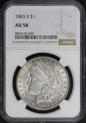 Obverse of this 1883-S Morgan Dollar NGC AU-58