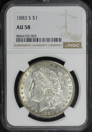 Obverse of this 1883-S Morgan Dollar NGC AU-58