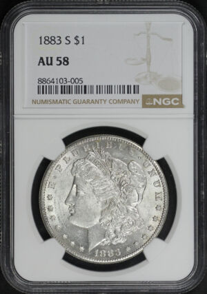Obverse of this 1883-S Morgan Dollar NGC AU-58