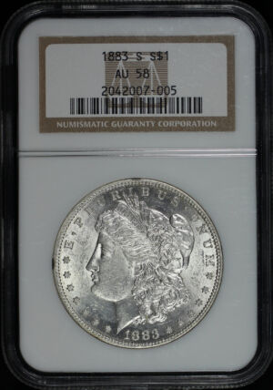 Obverse of this 1883-S Morgan Dollar NGC AU-58