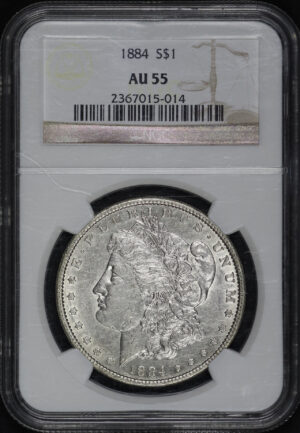 Obverse of this 1884 Morgan Dollar NGC AU-55
