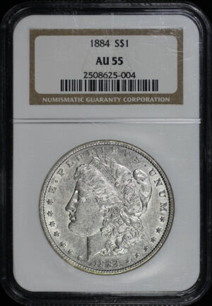 Obverse of this 1884 Morgan Dollar NGC AU-55