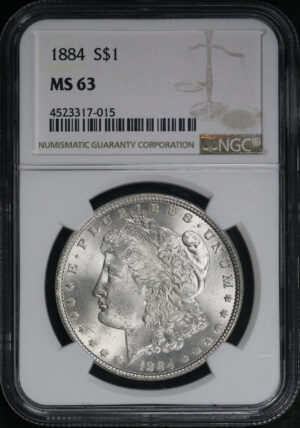 Obverse of this 1884 Morgan Dollar NGC MS-63