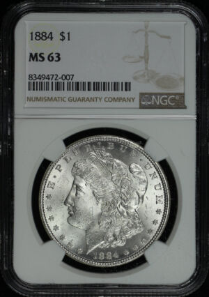 Obverse of this 1884 Morgan Dollar NGC MS-63