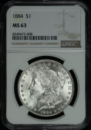 Obverse of this 1884 Morgan Dollar NGC MS-63