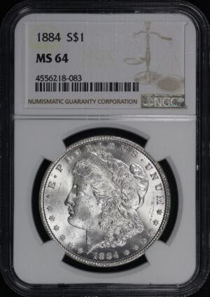 Obverse of this 1884 Morgan Dollar NGC MS-64