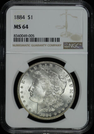 Obverse of this 1884 Morgan Dollar NGC MS-64