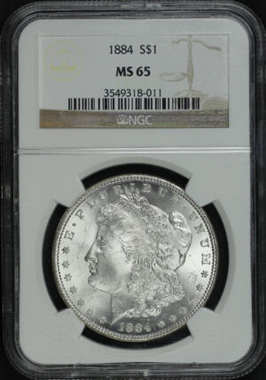 Obverse of this 1884 Morgan Dollar NGC MS-65