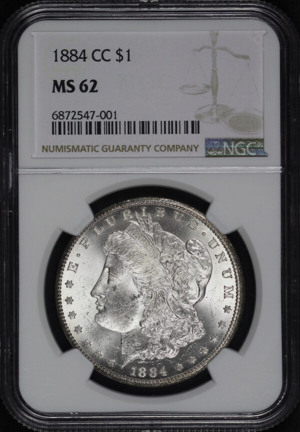 Obverse of this 1884-CC Morgan Dollar NGC MS-62