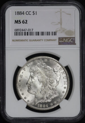 Obverse of this 1884-CC Morgan Dollar NGC MS-62