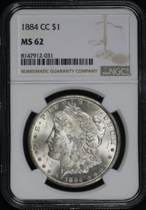 Obverse of this 1884-CC Morgan Dollar NGC MS-62